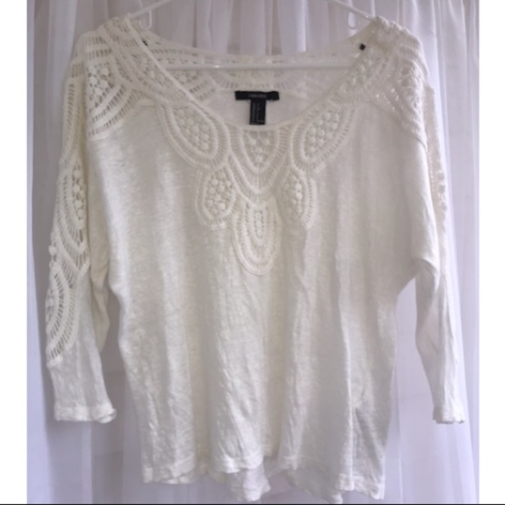 Forever 21 White Patterned Long Sleeve Shirt